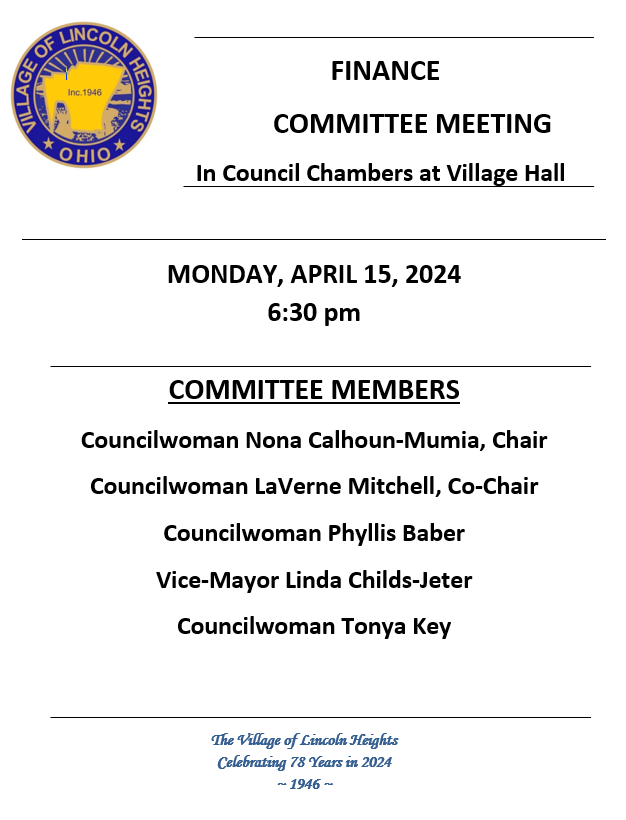 Finance Committee Meeting April 15